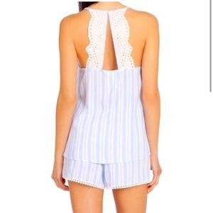 In Bloom by Jonquil Stripe Pajama Set Cami Shorts PJ Size M eyelet embellished